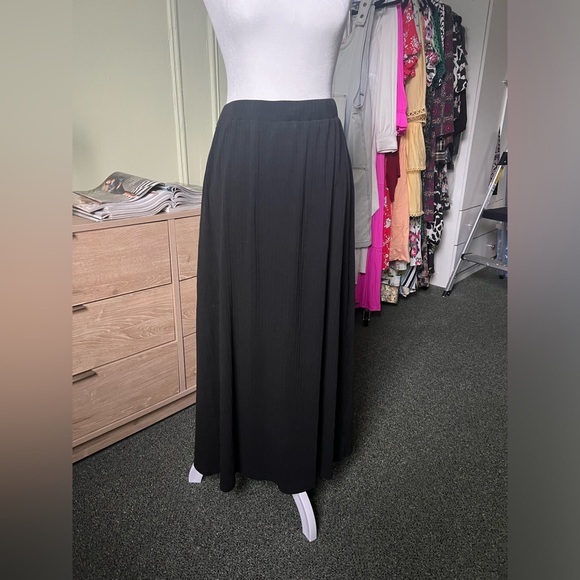 Black Ribbed Maxi Midi Modest Column Slinky Stretch Basic Lightweight Skirt M-L - Picture 3 of 14